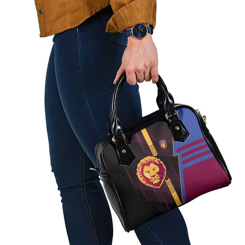 Brisbane Lions Shoulder Handbag Modern Geometric Sports Graphic Style