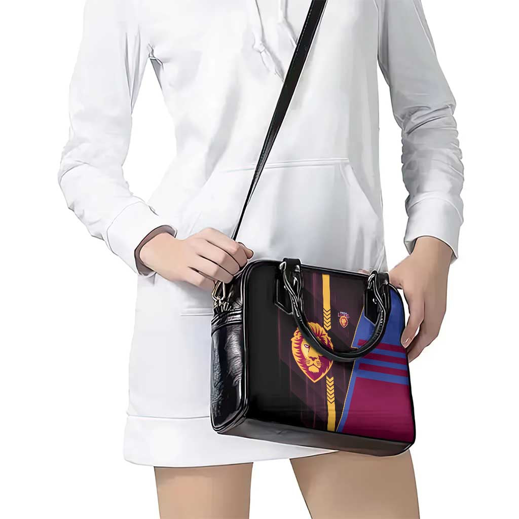 Brisbane Lions Shoulder Handbag Modern Geometric Sports Graphic Style