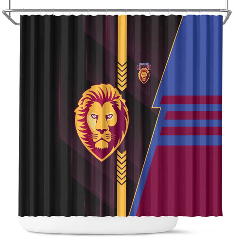 Brisbane Lions Shower Curtain Modern Geometric Sports Graphic Style