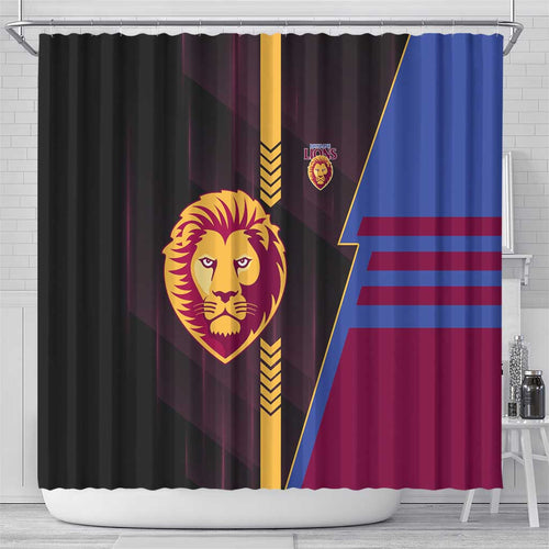 Brisbane Lions Shower Curtain Modern Geometric Sports Graphic Style