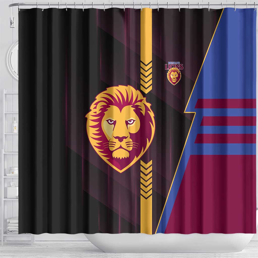 Brisbane Lions Shower Curtain Modern Geometric Sports Graphic Style