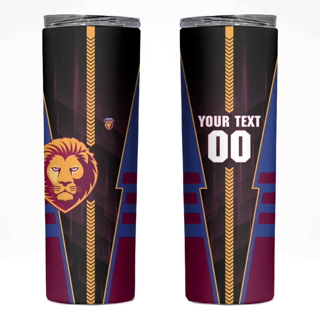 Personalized Brisbane Lions Skinny Tumbler Modern Geometric Sports Graphic Style