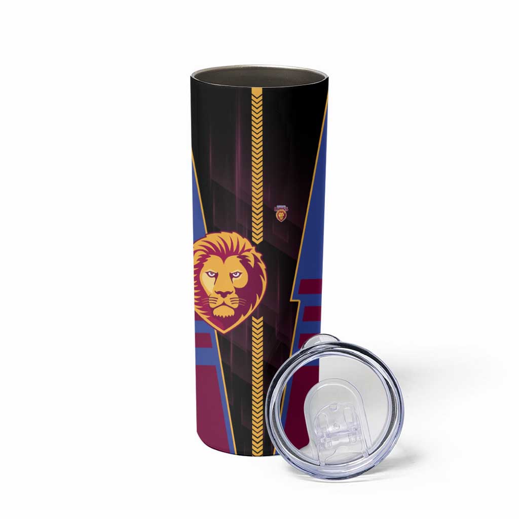 Personalized Brisbane Lions Skinny Tumbler Modern Geometric Sports Graphic Style