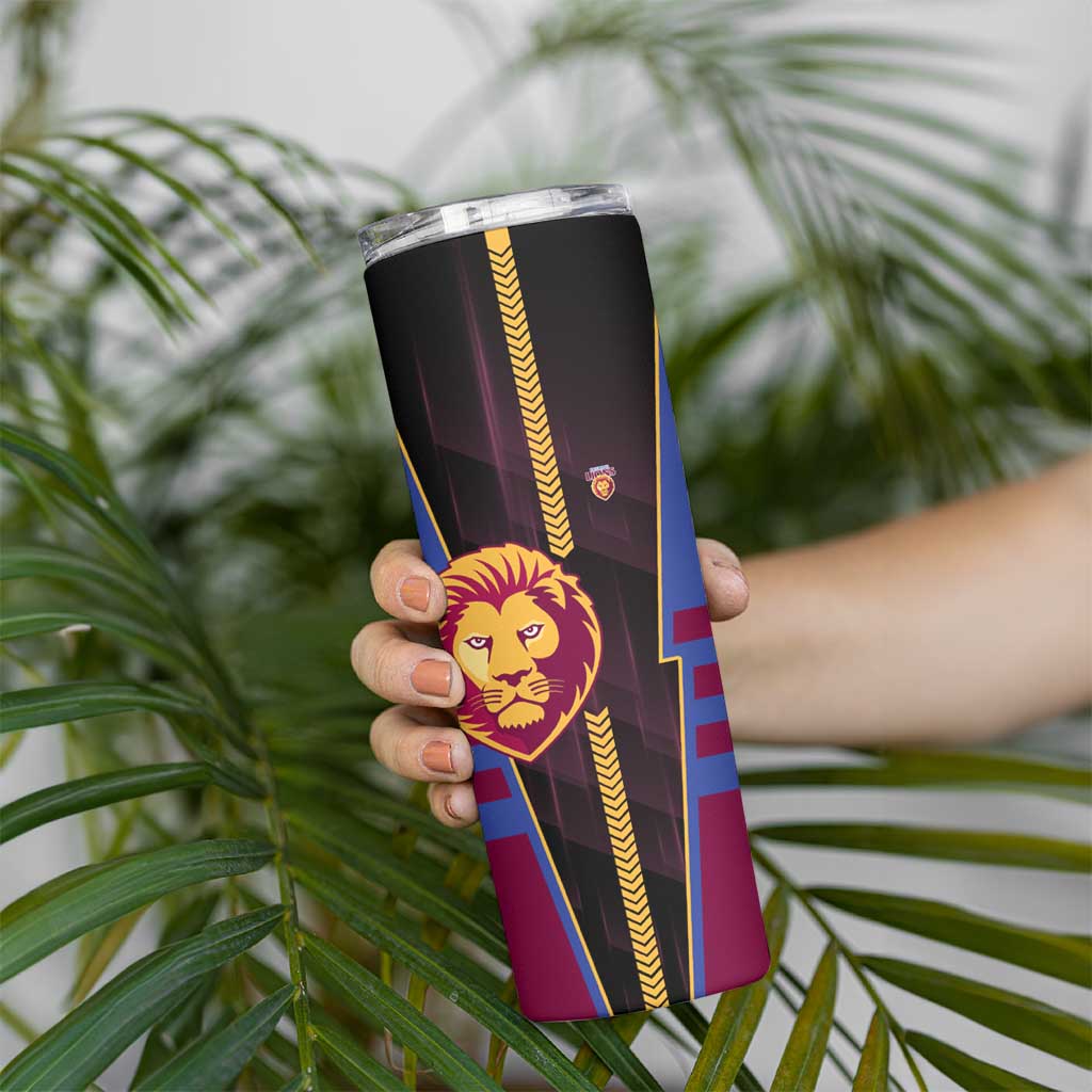 Personalized Brisbane Lions Skinny Tumbler Modern Geometric Sports Graphic Style