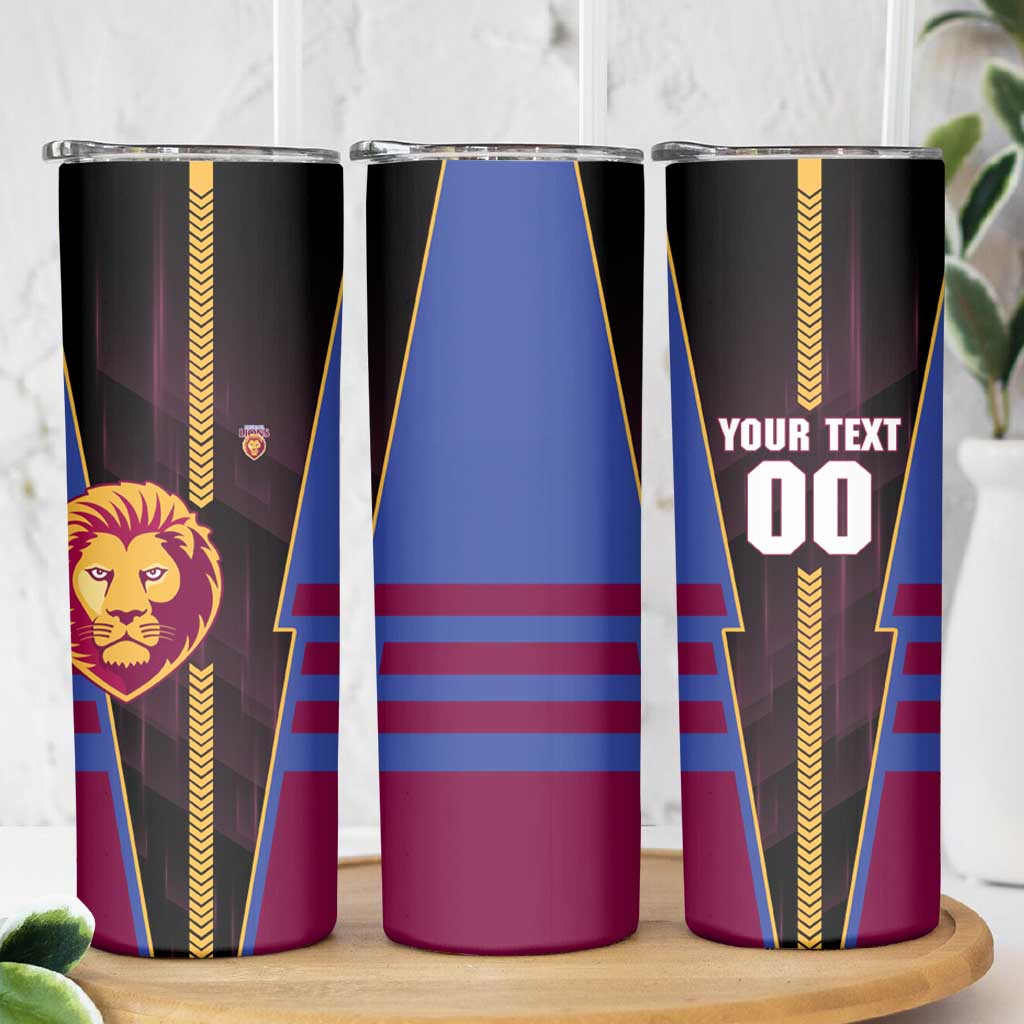 Personalized Brisbane Lions Skinny Tumbler Modern Geometric Sports Graphic Style