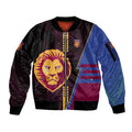 Personalized Brisbane Lions Sleeve Zip Bomber Jacket Modern Geometric Sports Graphic Style