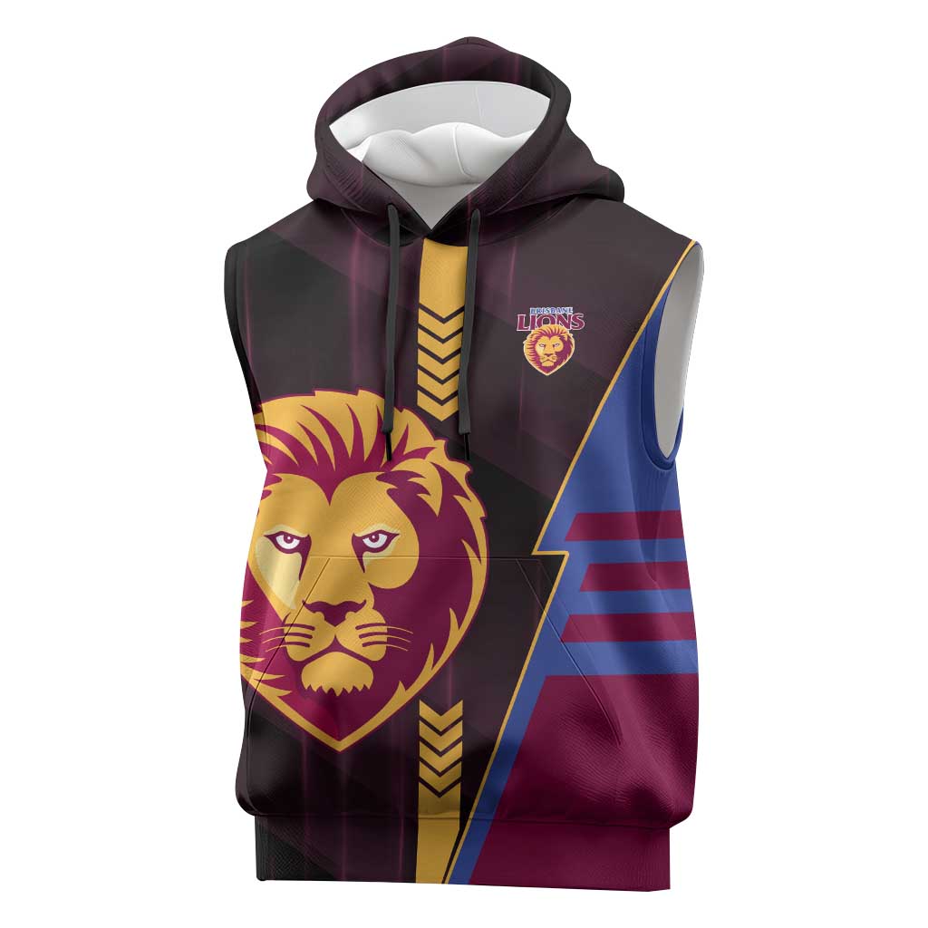 Personalized Brisbane Lions Sleeveless Hoodie Modern Geometric Sports Graphic Style