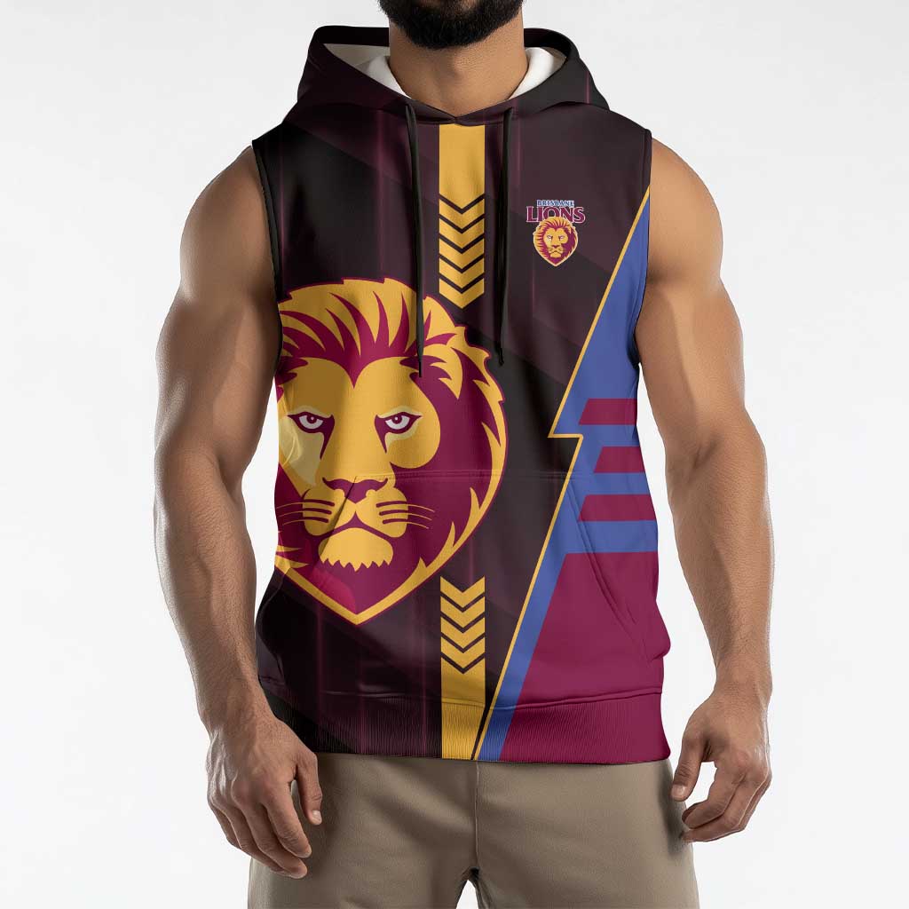 Personalized Brisbane Lions Sleeveless Hoodie Modern Geometric Sports Graphic Style