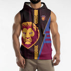 Personalized Brisbane Lions Sleeveless Hoodie Modern Geometric Sports Graphic Style
