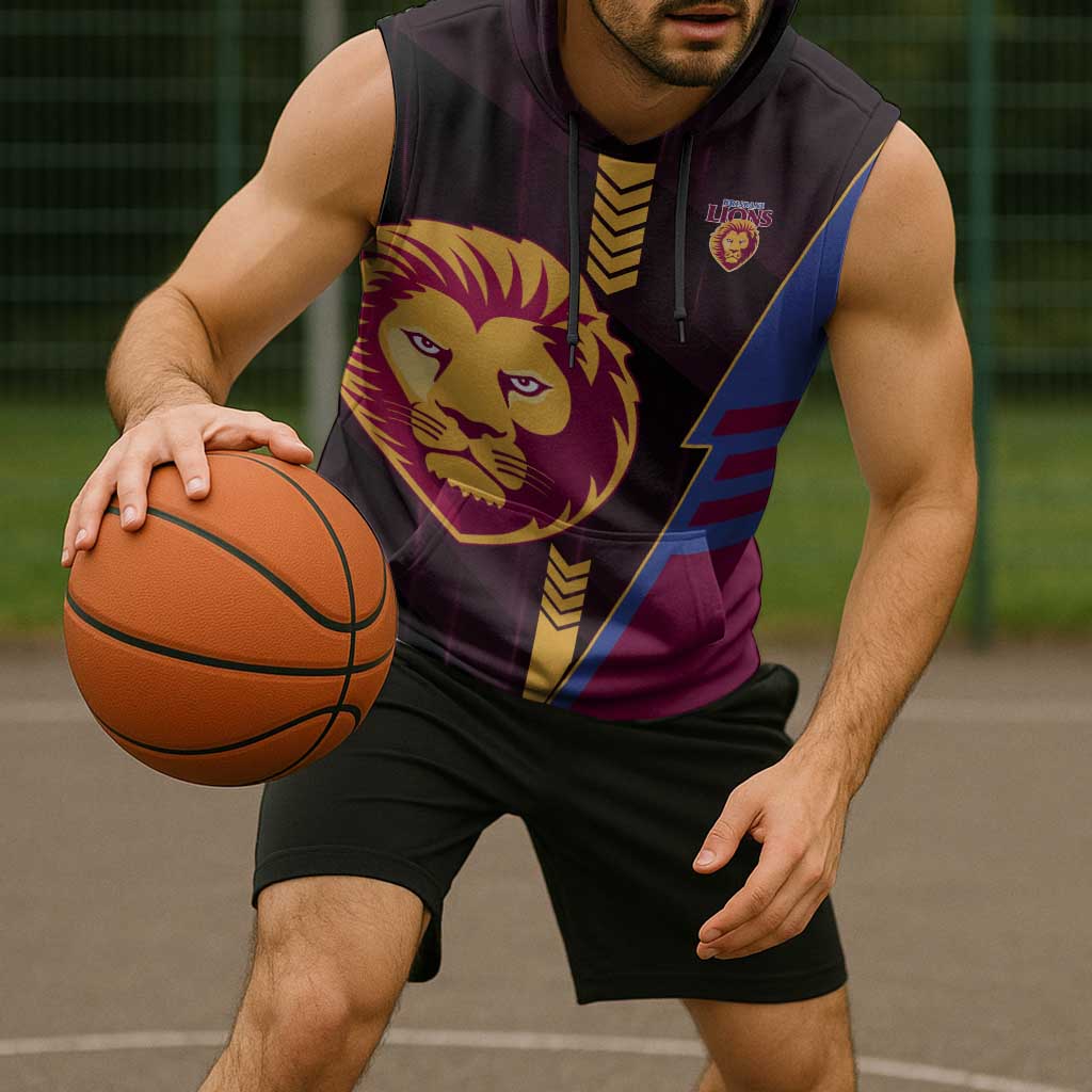 Personalized Brisbane Lions Sleeveless Hoodie Modern Geometric Sports Graphic Style