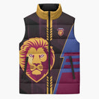 Personalized Brisbane Lions Sleeveless Puffer Jacket Modern Geometric Sports Graphic Style