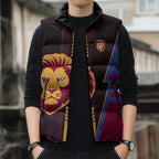 Personalized Brisbane Lions Sleeveless Puffer Jacket Modern Geometric Sports Graphic Style
