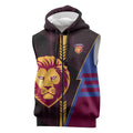 Personalized Brisbane Lions Sleeveless Zip Hoodie Modern Geometric Sports Graphic Style