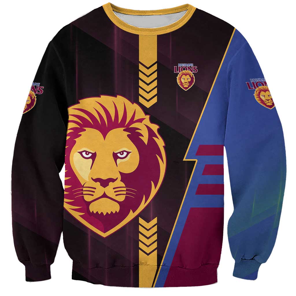 Personalized Brisbane Lions Sweatshirt Modern Geometric Sports Graphic Style