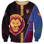 Personalized Brisbane Lions Sweatshirt Modern Geometric Sports Graphic Style