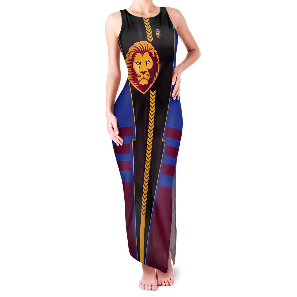 Personalized Brisbane Lions Tank Maxi Dress Modern Geometric Sports Graphic Style
