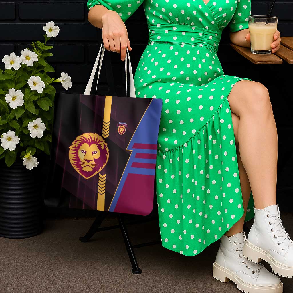 Brisbane Lions Tote Bag Modern Geometric Sports Graphic Style
