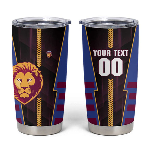 Personalized Brisbane Lions Tumbler Cup Modern Geometric Sports Graphic Style