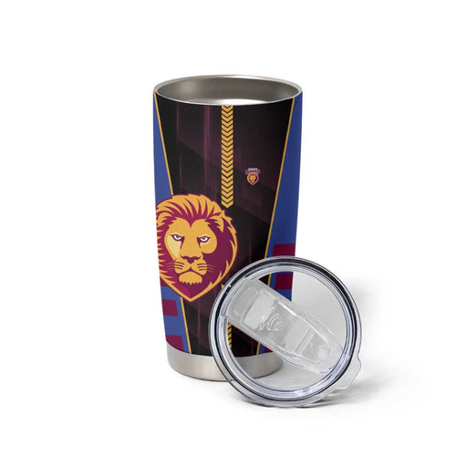 Personalized Brisbane Lions Tumbler Cup Modern Geometric Sports Graphic Style