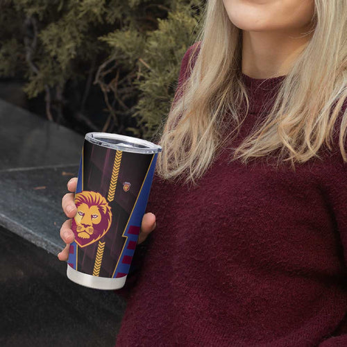 Personalized Brisbane Lions Tumbler Cup Modern Geometric Sports Graphic Style