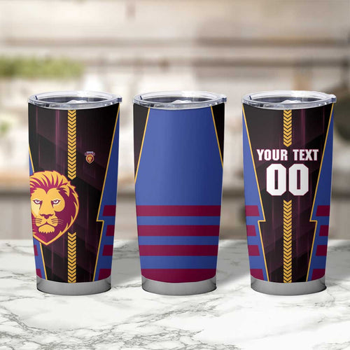 Personalized Brisbane Lions Tumbler Cup Modern Geometric Sports Graphic Style