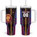 Personalized Brisbane Lions Tumbler With Handle Modern Geometric Sports Graphic Style