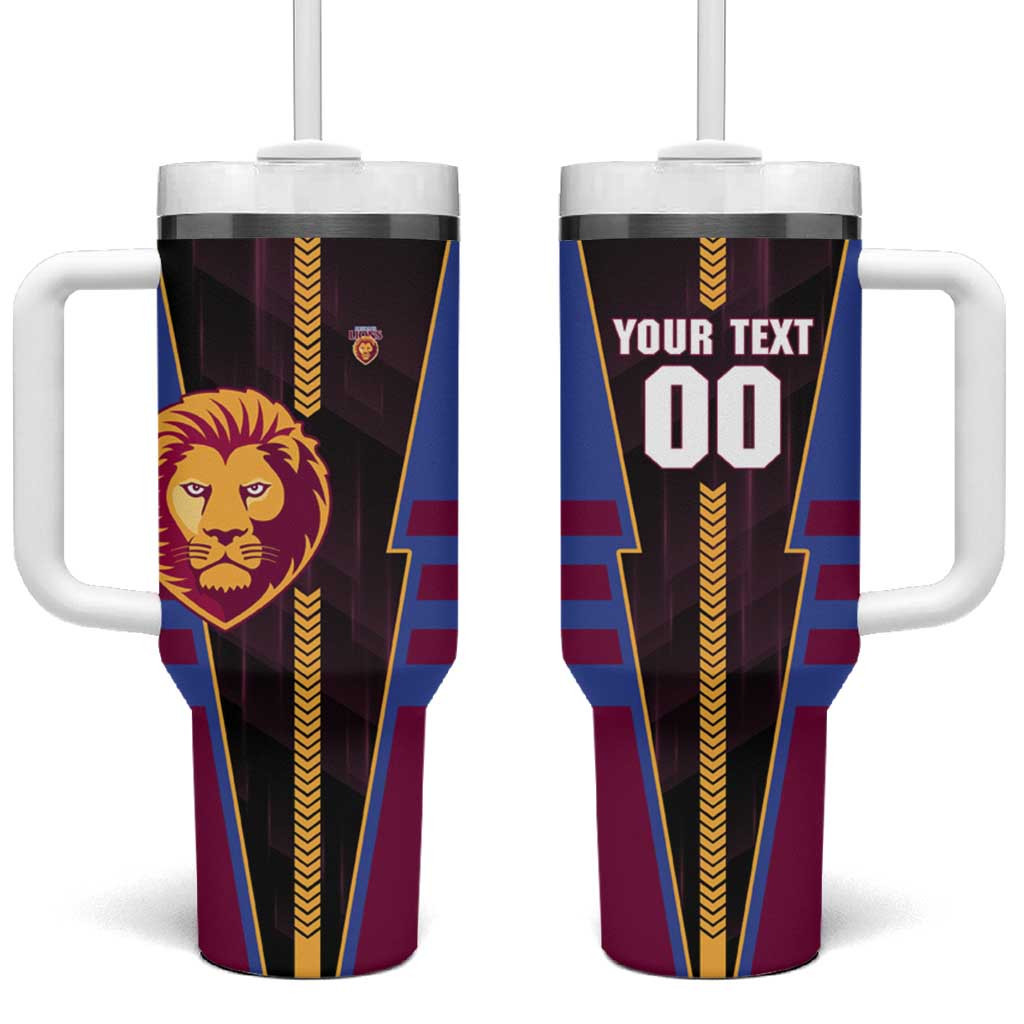 Personalized Brisbane Lions Tumbler With Handle Modern Geometric Sports Graphic Style