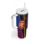 Personalized Brisbane Lions Tumbler With Handle Modern Geometric Sports Graphic Style