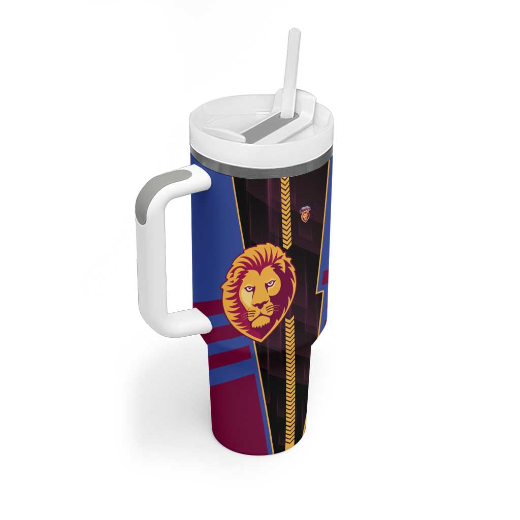 Personalized Brisbane Lions Tumbler With Handle Modern Geometric Sports Graphic Style