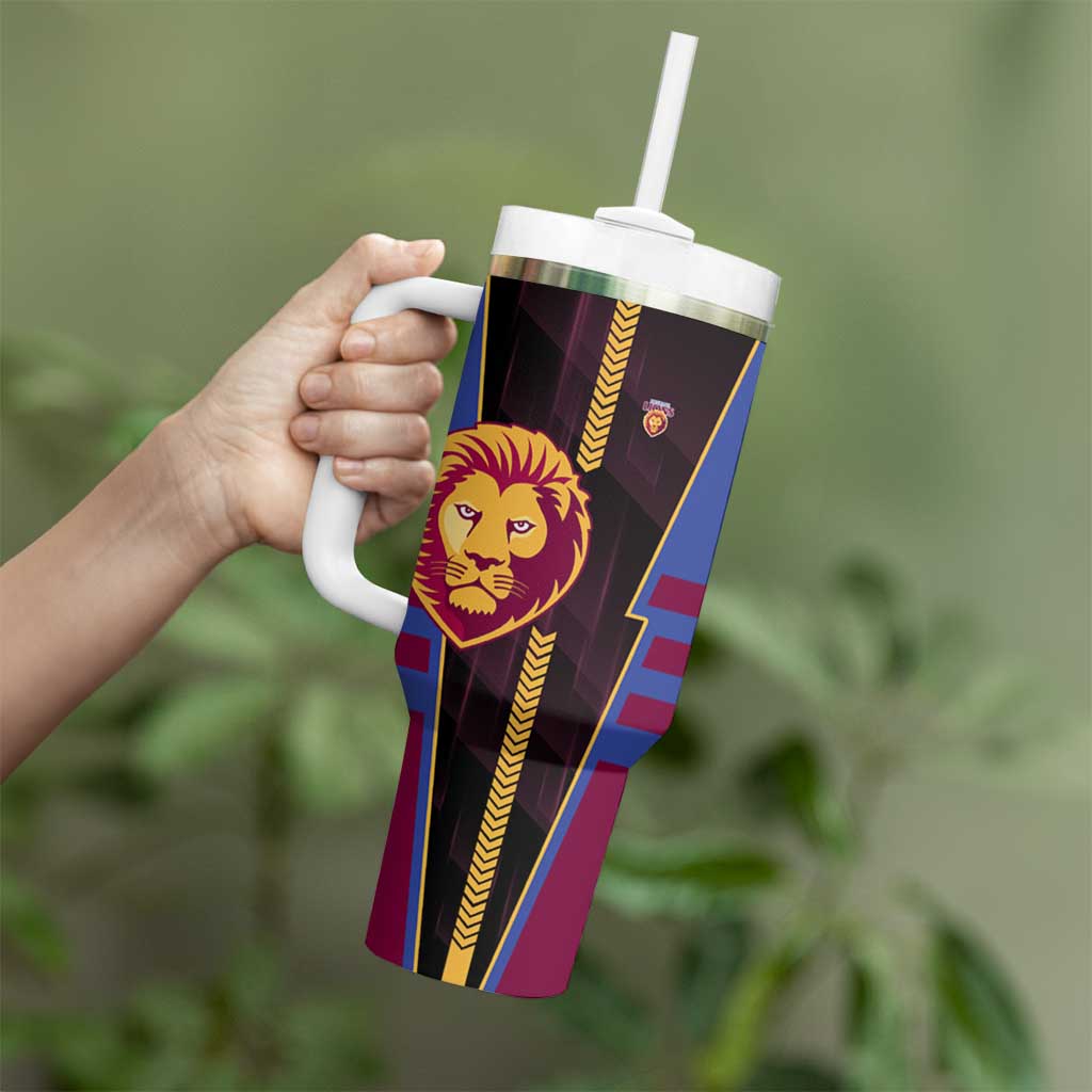 Personalized Brisbane Lions Tumbler With Handle Modern Geometric Sports Graphic Style