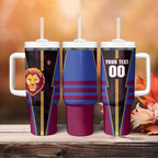 Personalized Brisbane Lions Tumbler With Handle Modern Geometric Sports Graphic Style