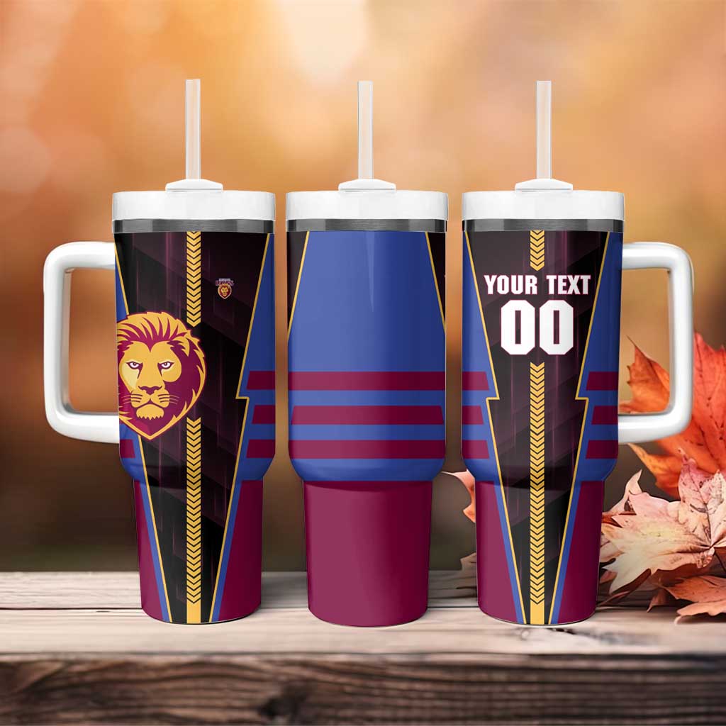 Personalized Brisbane Lions Tumbler With Handle Modern Geometric Sports Graphic Style