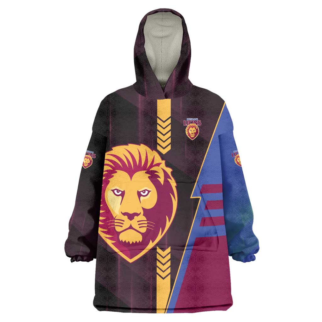 Personalized Brisbane Lions Wearable Blanket Hoodie Modern Geometric Sports Graphic Style