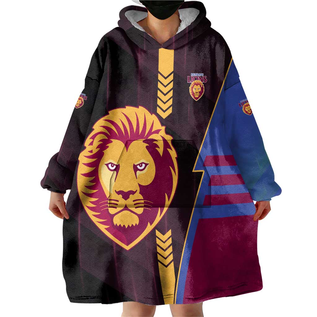 Personalized Brisbane Lions Wearable Blanket Hoodie Modern Geometric Sports Graphic Style