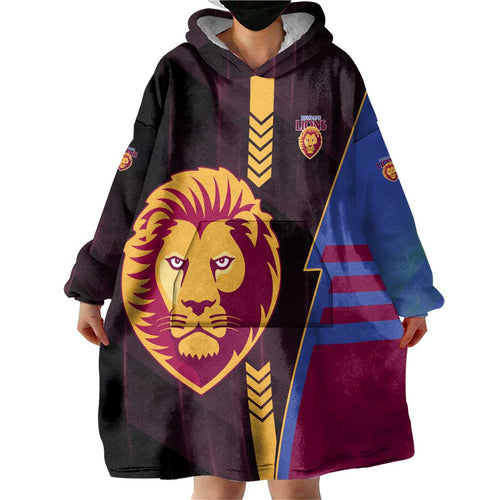Personalized Brisbane Lions Wearable Blanket Hoodie Modern Geometric Sports Graphic Style