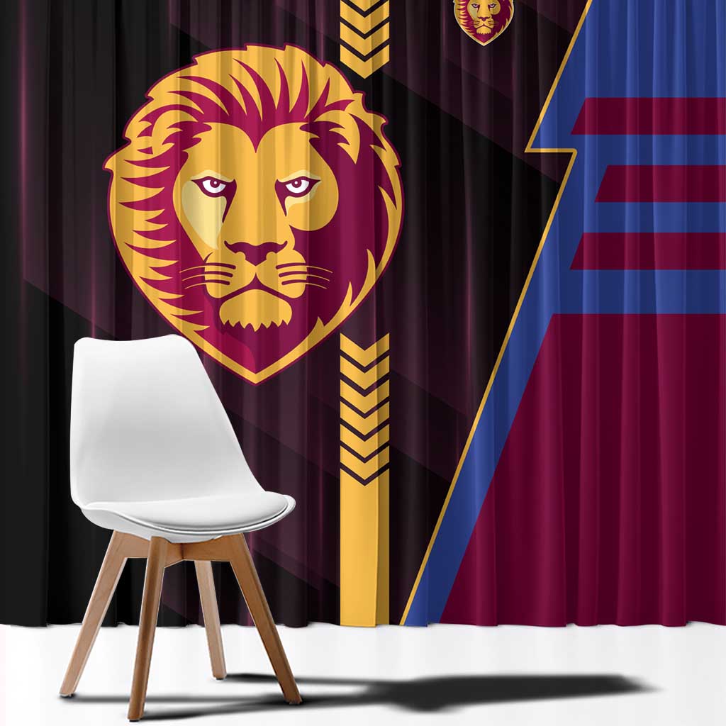 Brisbane Lions Window Curtain Modern Geometric Sports Graphic Style
