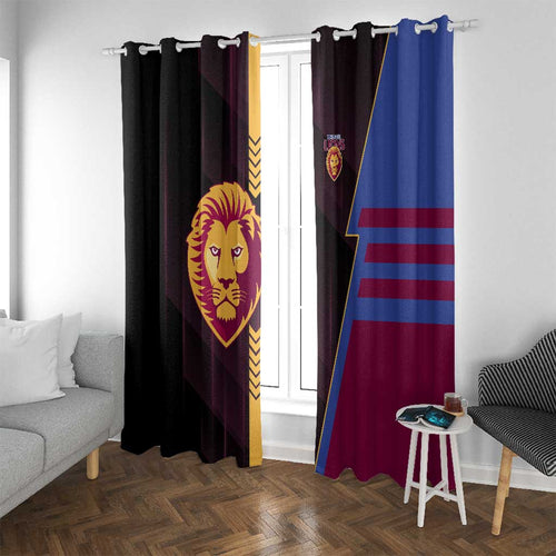 Brisbane Lions Window Curtain Modern Geometric Sports Graphic Style