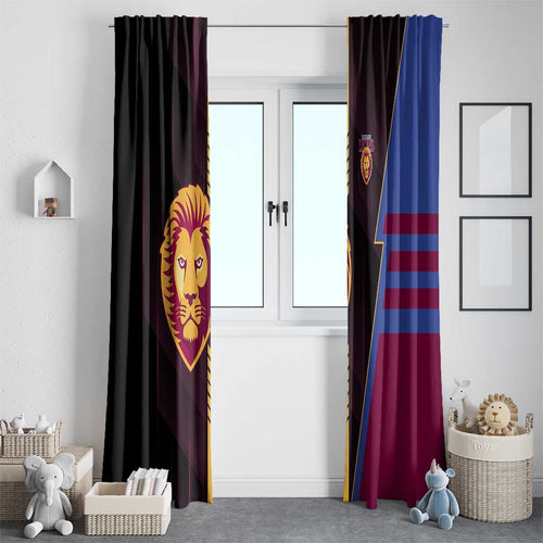 Brisbane Lions Window Curtain Modern Geometric Sports Graphic Style