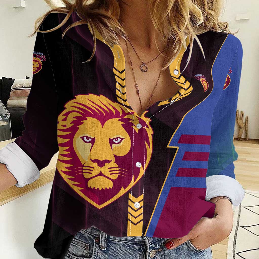 Personalized Brisbane Lions Women Casual Shirt Modern Geometric Sports Graphic Style