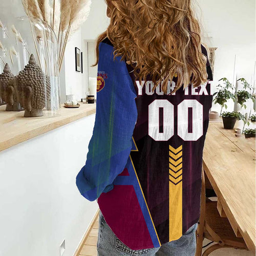Personalized Brisbane Lions Women Casual Shirt Modern Geometric Sports Graphic Style