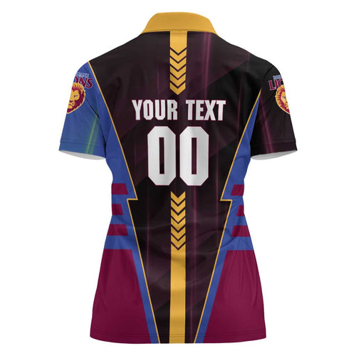 Personalized Brisbane Lions Women Polo Shirt Modern Geometric Sports Graphic Style