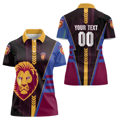 Personalized Brisbane Lions Women Polo Shirt Modern Geometric Sports Graphic Style