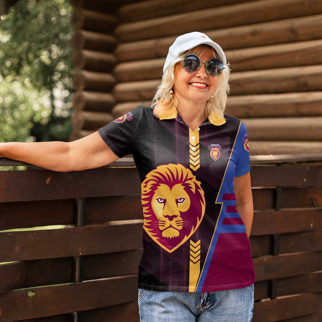 Personalized Brisbane Lions Women Polo Shirt Modern Geometric Sports Graphic Style