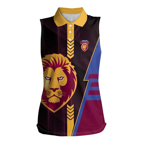 Personalized Brisbane Lions Women Sleeveless Polo Shirt Modern Geometric Sports Graphic Style