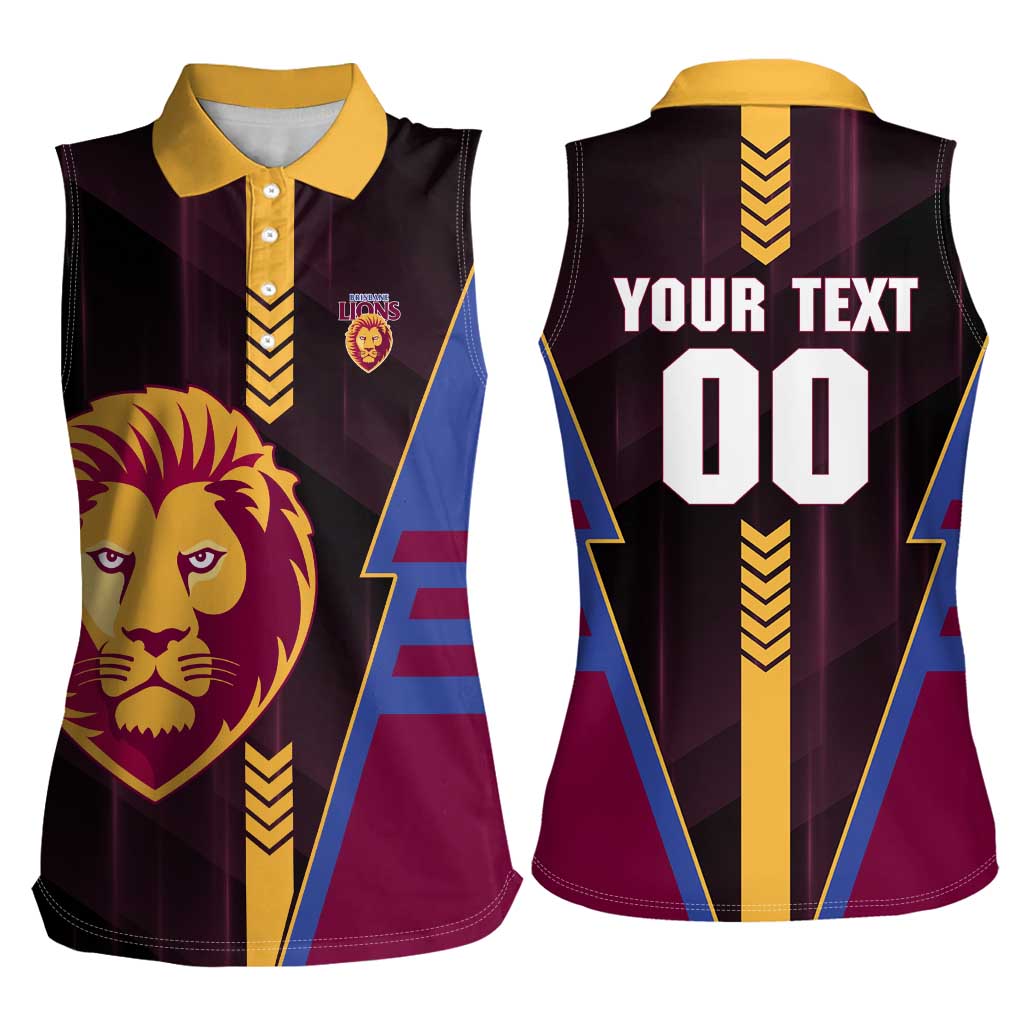 Personalized Brisbane Lions Women Sleeveless Polo Shirt Modern Geometric Sports Graphic Style