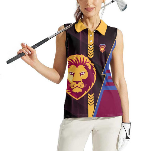 Personalized Brisbane Lions Women Sleeveless Polo Shirt Modern Geometric Sports Graphic Style