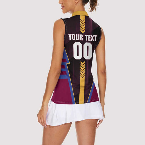 Personalized Brisbane Lions Women Sleeveless Polo Shirt Modern Geometric Sports Graphic Style
