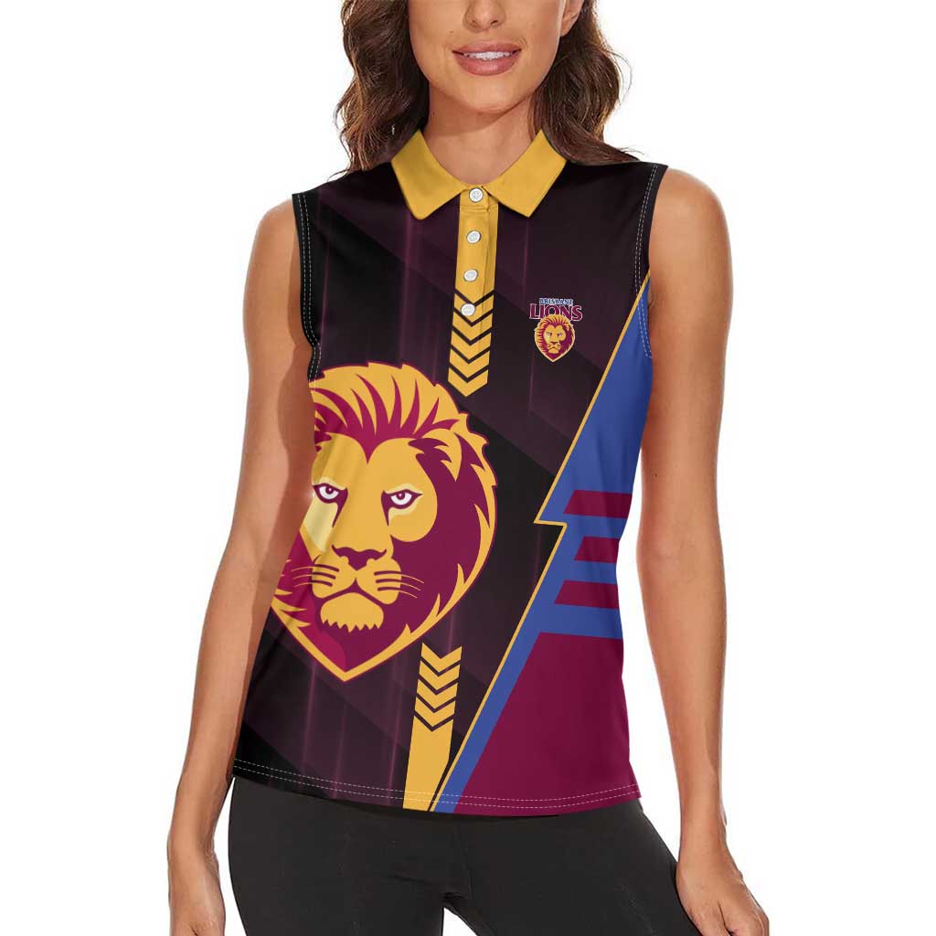Personalized Brisbane Lions Women Sleeveless Polo Shirt Modern Geometric Sports Graphic Style