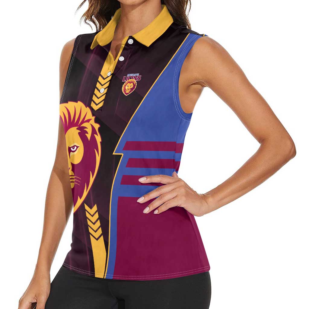 Personalized Brisbane Lions Women Sleeveless Polo Shirt Modern Geometric Sports Graphic Style