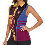 Personalized Brisbane Lions Women Sleeveless Polo Shirt Modern Geometric Sports Graphic Style